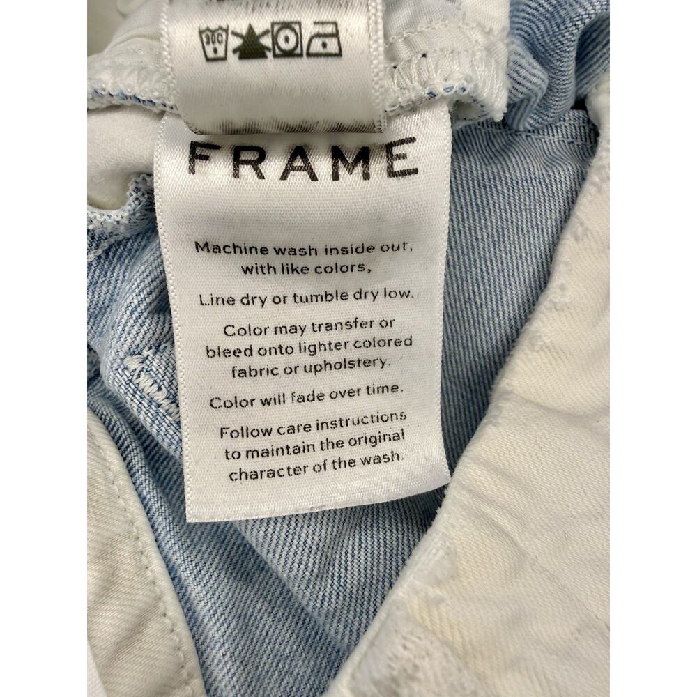 FRAME Le Crop Mini Boot Jeans Womens 24 Blue White Stripe Raw Hem Flare Cropped - Picture 15 of 16